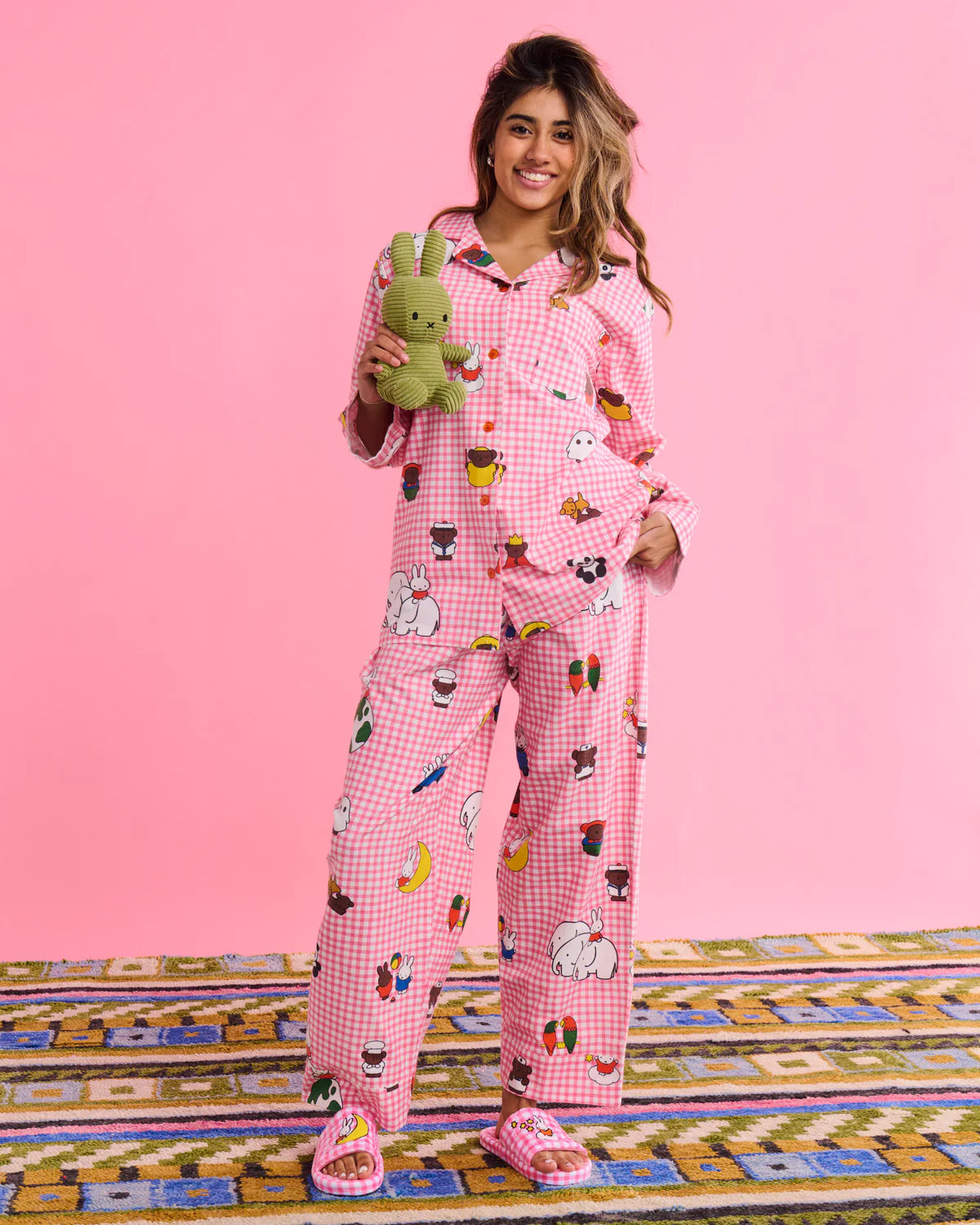 KIP&CO X MIFFY MIFFY AND MATES ADULT FLANNELETTE LONG SLEEVE SHIRT & PANT PYJAMA SET