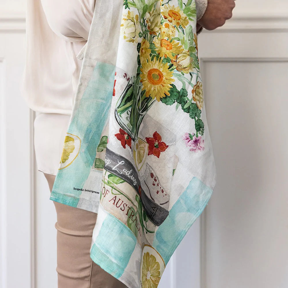 Bespoke Linen Tea Towel - Native Wildflowers