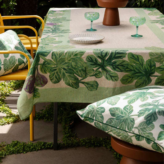 Fig Border Linen Tablecloth - Medium