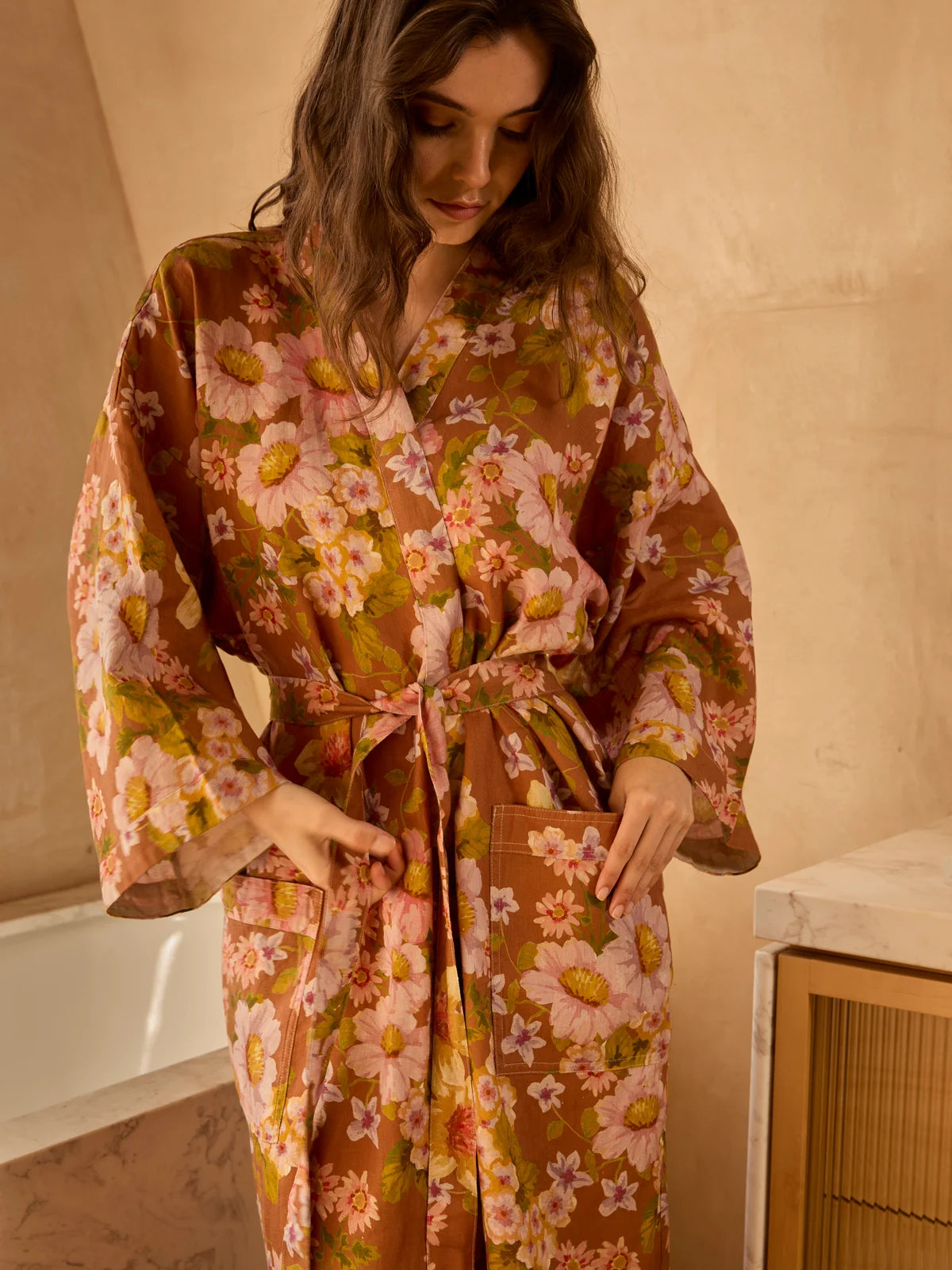 Bonnie and Neil Buttercup Rust Linen Robe
