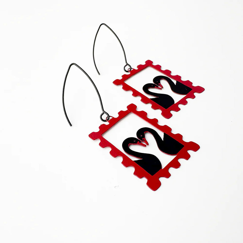 Denz earrings - Midi Stamp Earrings - Black Swans