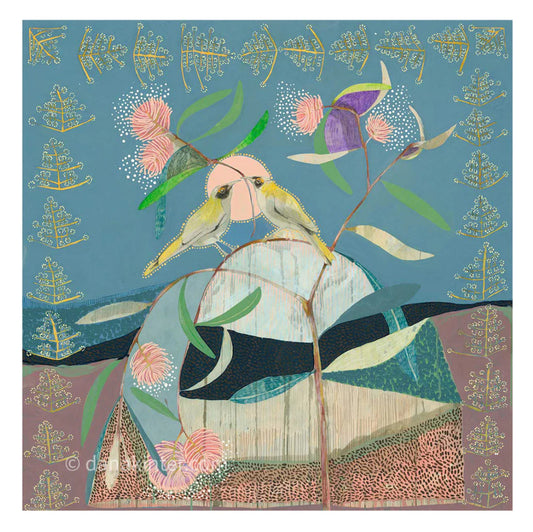 Dana Kinter limited edition print - “faith, white naped honeyeaters and eucalyptus”