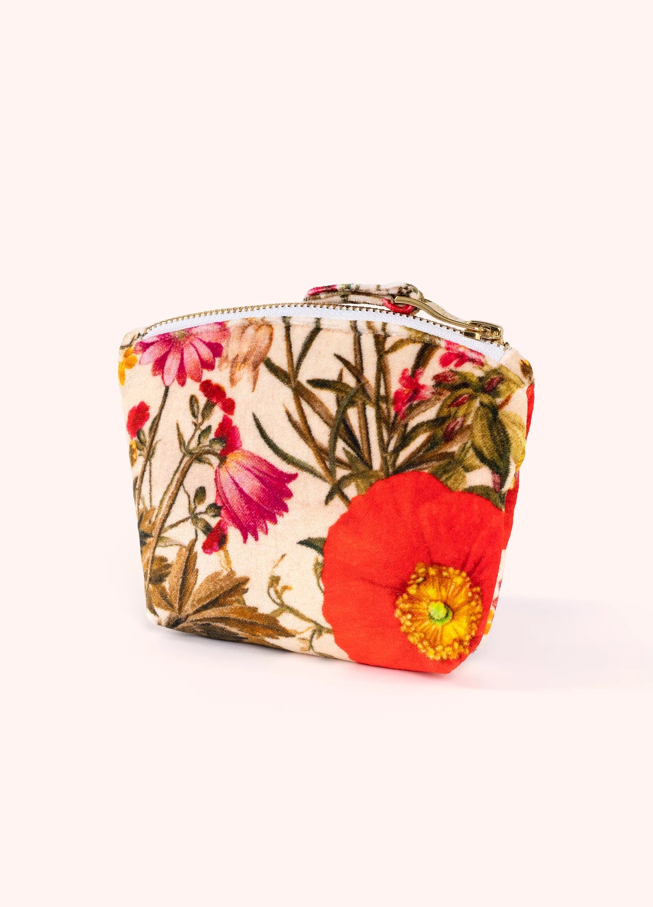 POWDER Cotton Velvet Mini Pouch Fine Flowers Cream