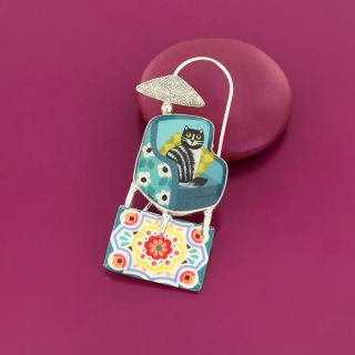 Taratata Jewellery - Chanapé Large Brooch - Blue