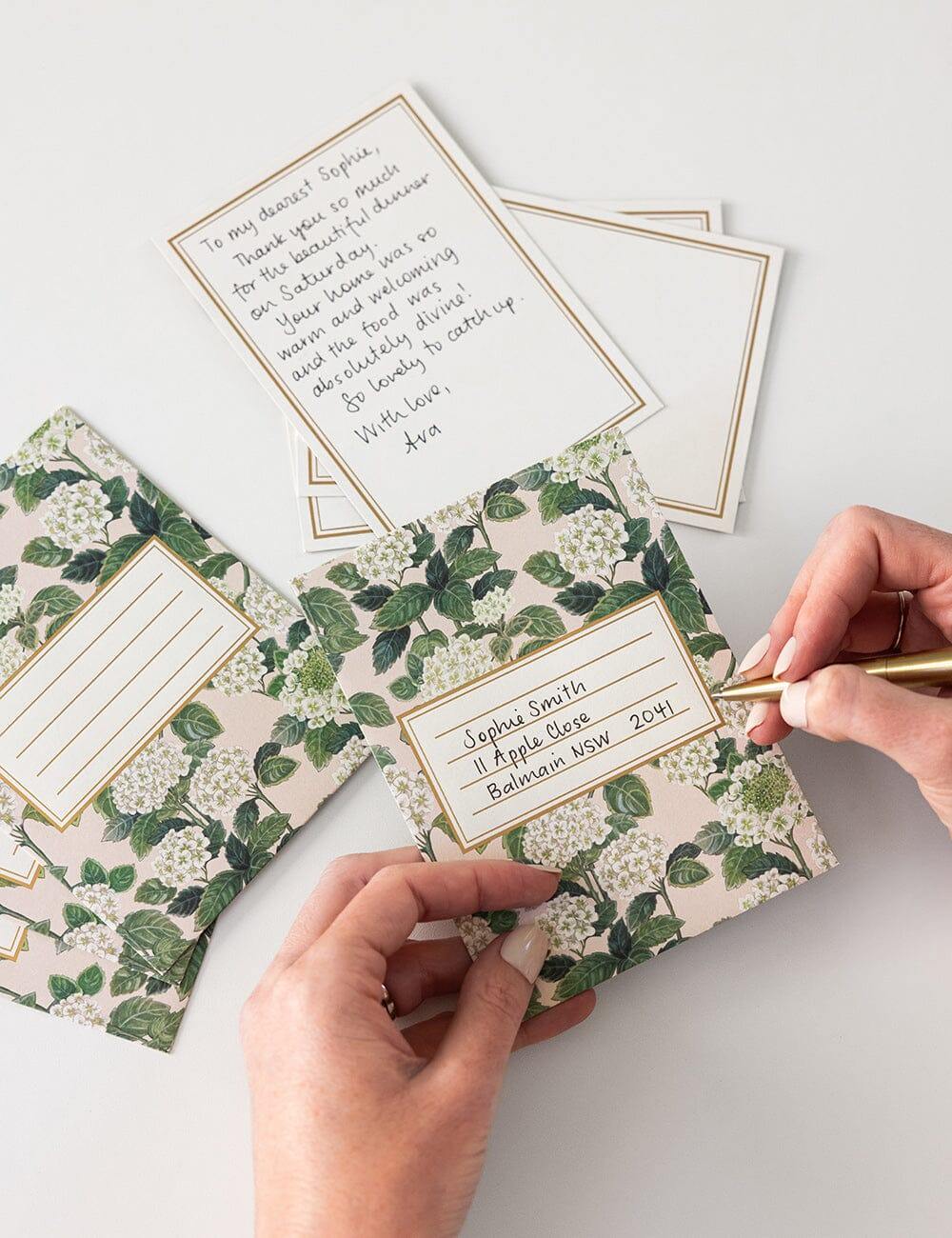 Bespoke Letterpress - Hydrangea 4pk Scallop Notecard Set