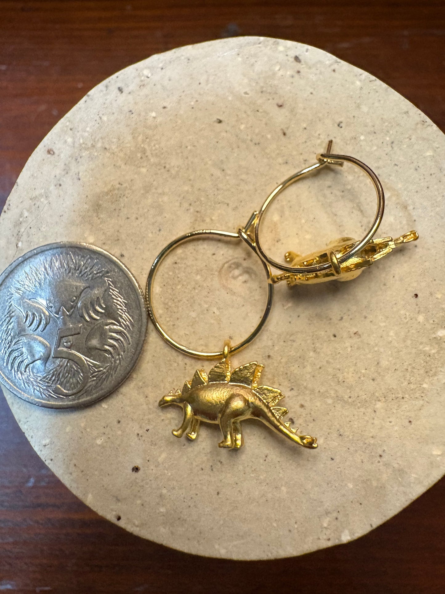 Stegosaurus Sleeper Earrings (gold)