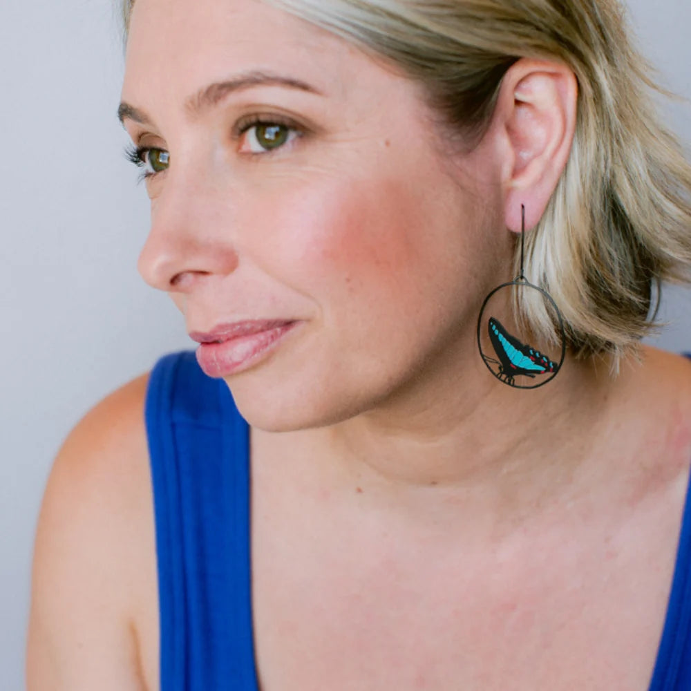 Denz earrings - Butterfly Blue Triangle