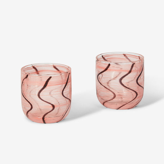 Bonnie and Neil Glass Tumblers - Pink Swirl