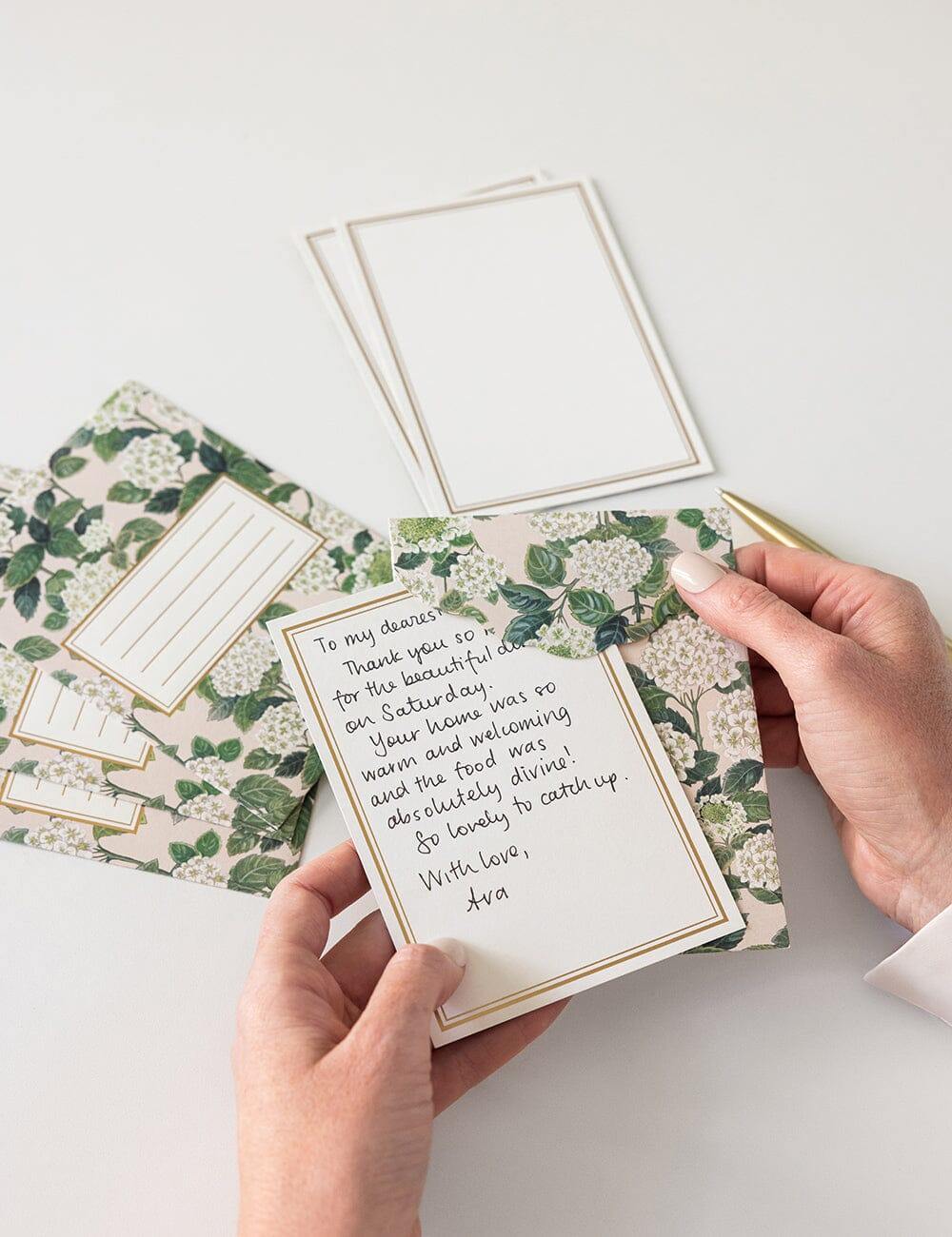 Bespoke Letterpress - Hydrangea 4pk Scallop Notecard Set