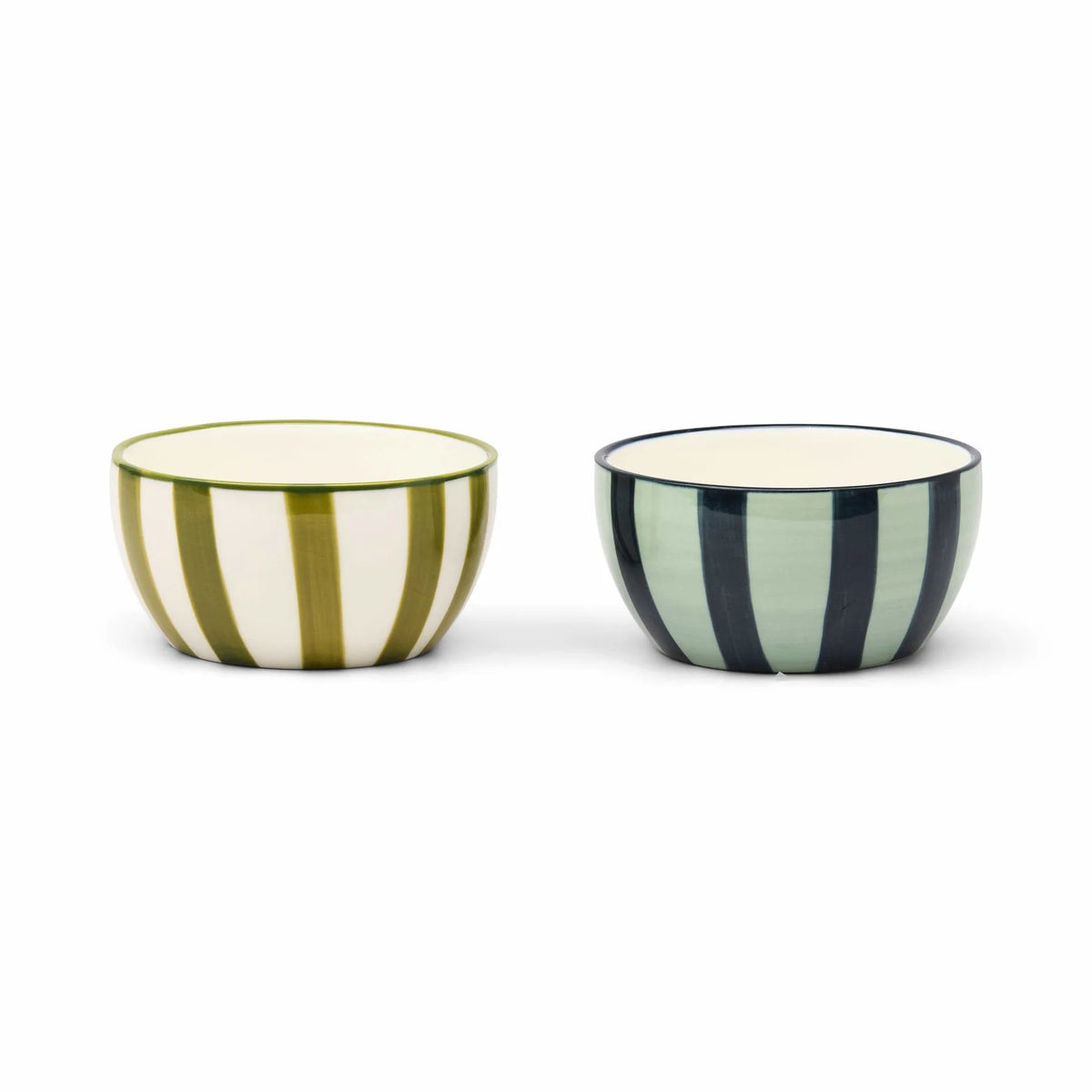 The Bella Dipping Bowl Set - Green + Blue Stripe
