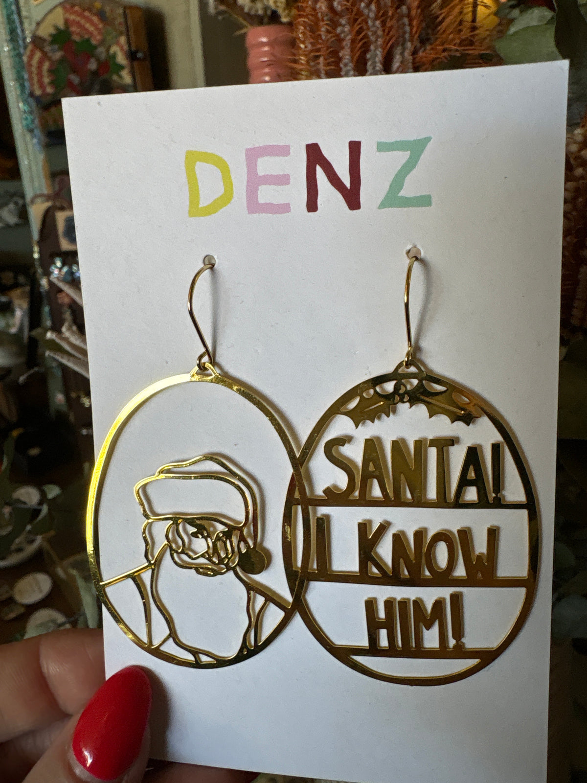 Denz earrings - Santa - I know him! (Gold)