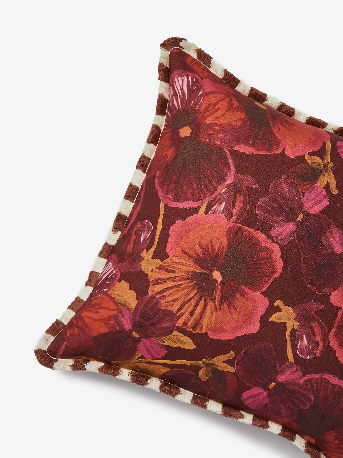 Bonnie and Neil Cushion - Wild Pansy Dark Cerise 60cm