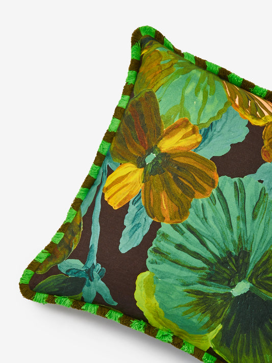 Bonnie and Neil Cushion - Wild Pansy Verde 60cm