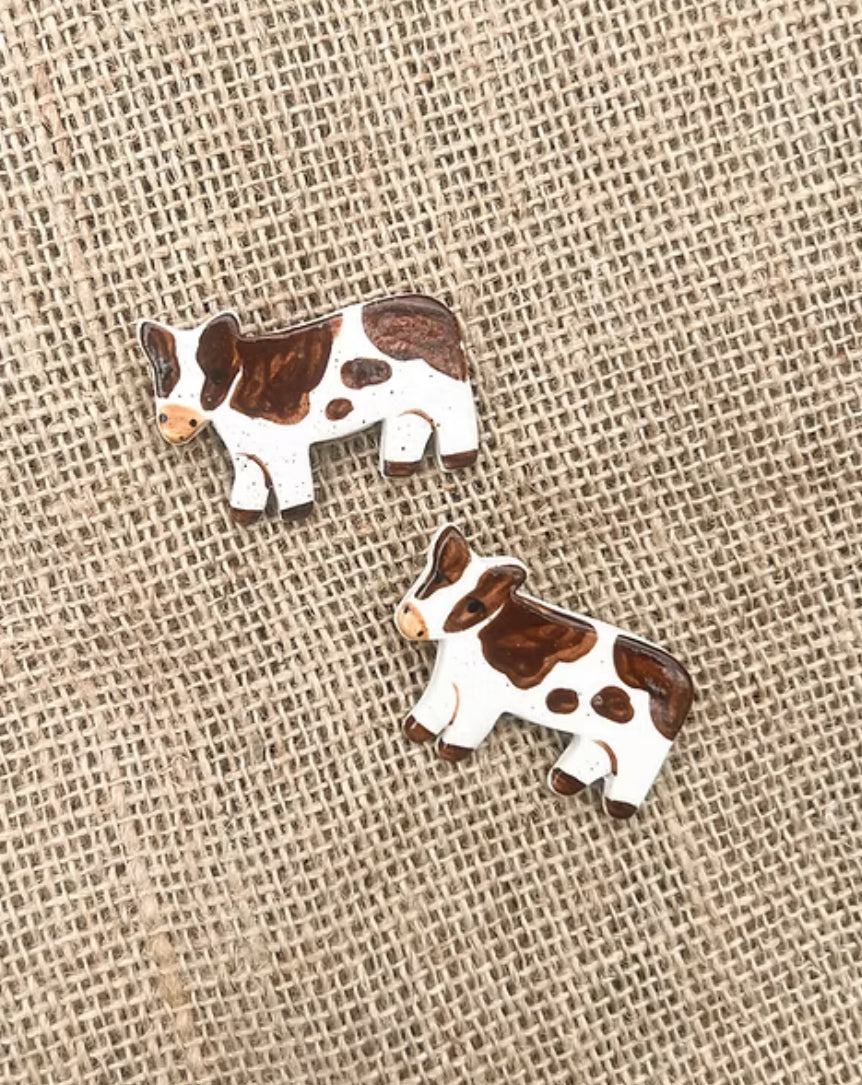 Togetherness Ceramic Brooch - cow