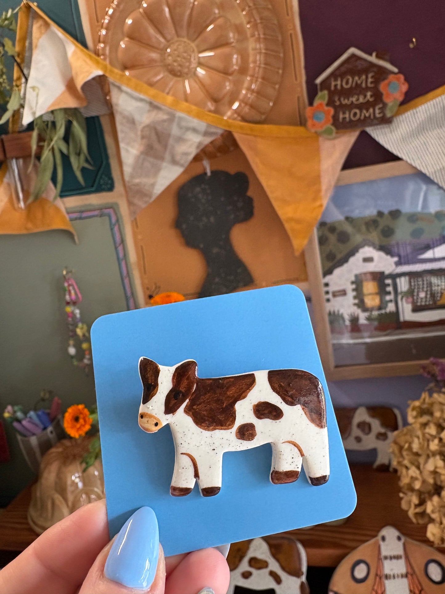 Togetherness Ceramic Brooch - cow