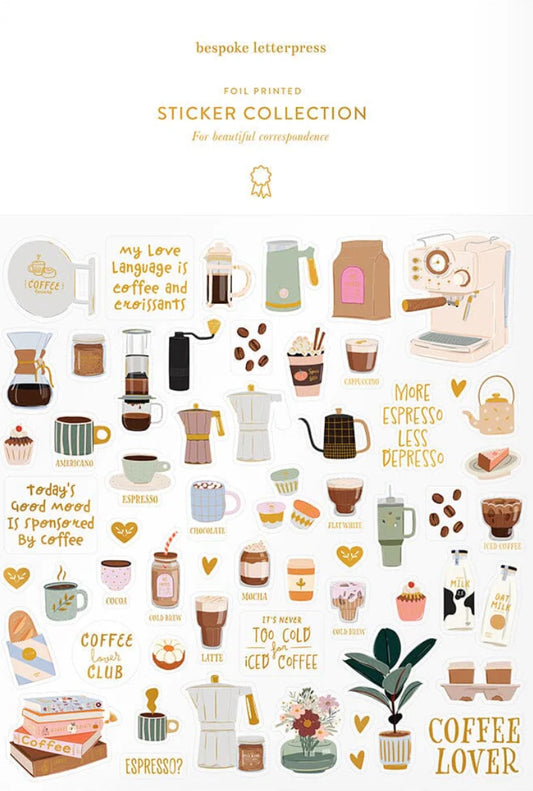 Bespoke Letterpress - Coffee Lovers Sticker Sheet