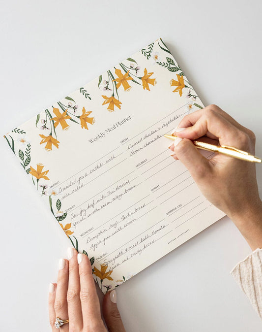 Bespoke Letterpress - Meal Planner Notepad - Daffodil