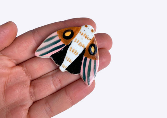 Togetherness Ceramic Brooch - Midnight Moth