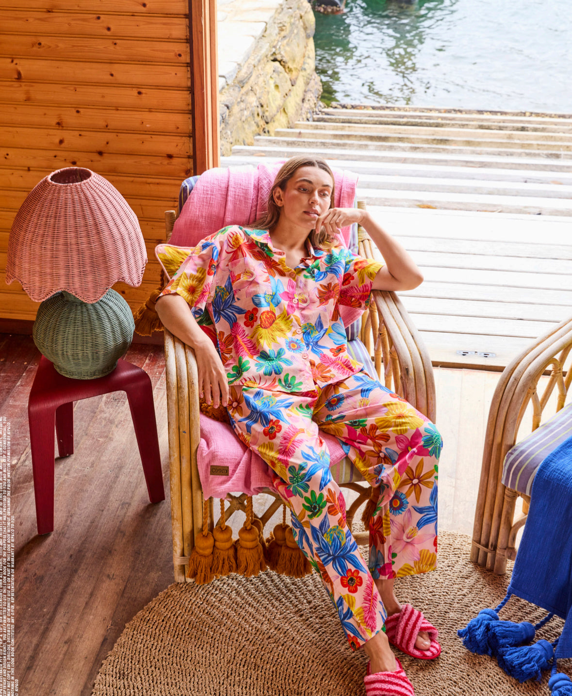 Kip and Co Adult Organic Short Sleeve and Pant Pyjama Set - Wild Flowers in Bloom