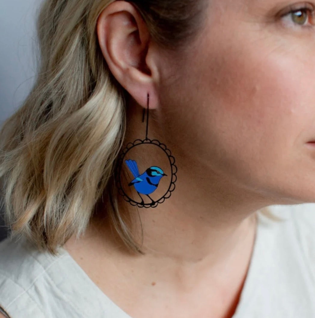 Denz earrings - Splendid Fairy Wren