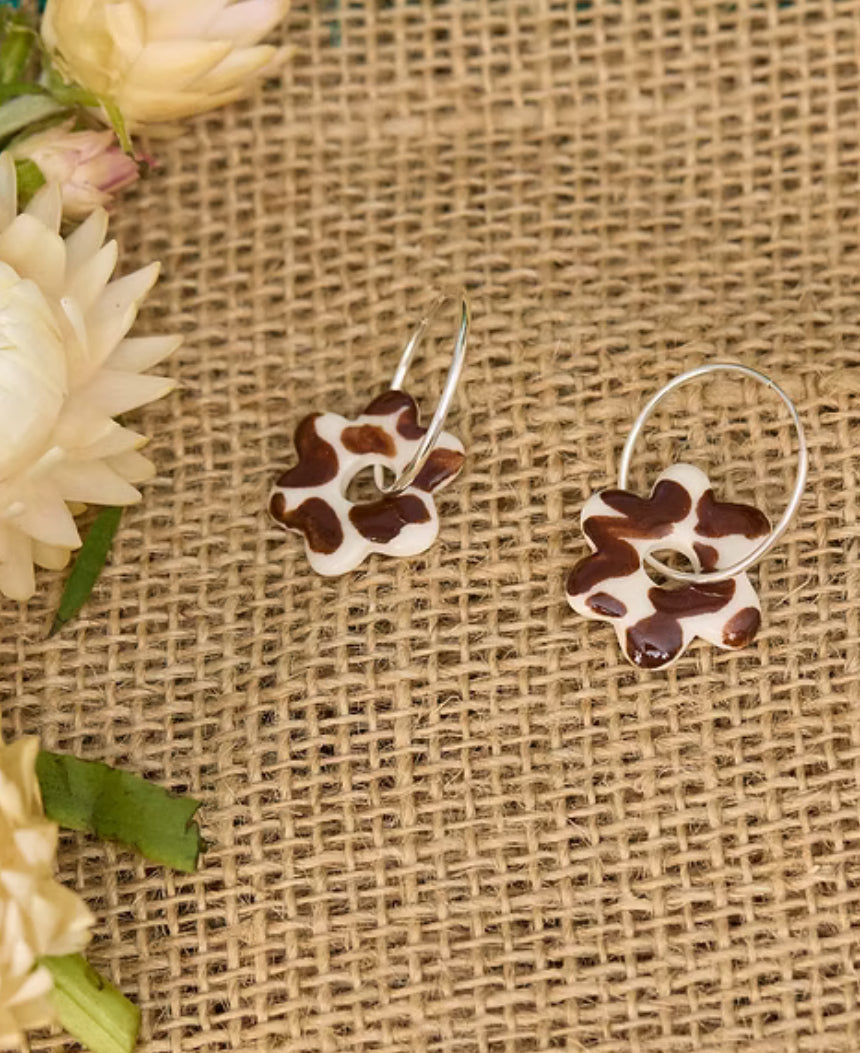 Togetherness Ceramic Mini Hoops - cow patch blooms