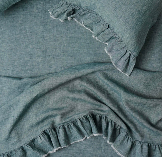 Society of Wanderers - Spruce Linen Fitted Sheet