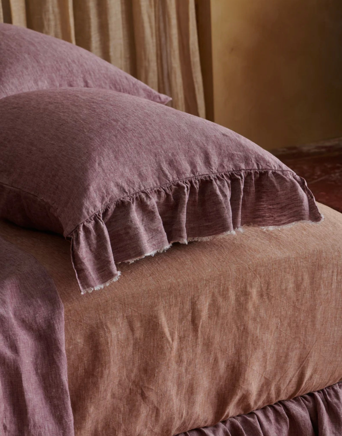 Society of Wanderers - Aubergine Linen Pillowcases