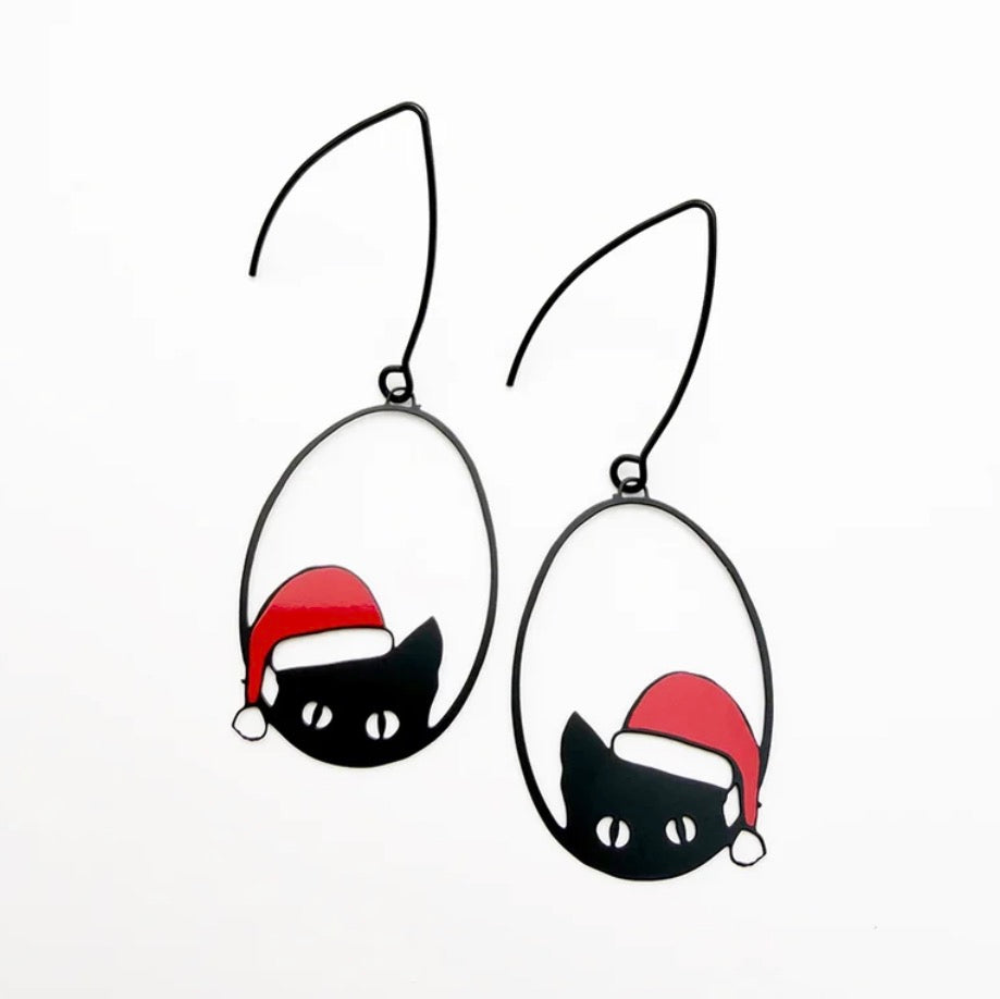 Denz earrings - Christmas Cat