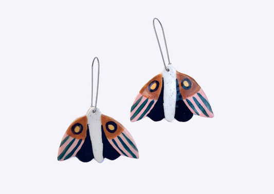 Togetherness Ceramic Earrings - Midnight Moth