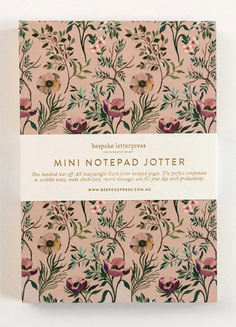 Bespoke Letterpress - Dancing Poppies Notepad Mini Jotter