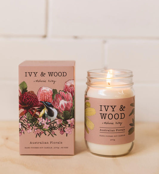 Ivy and Wood Candle - Australian Florals
