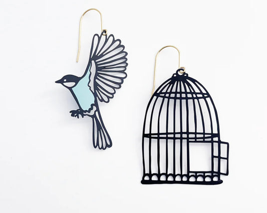 Denz Birdcage and Bird Earrings