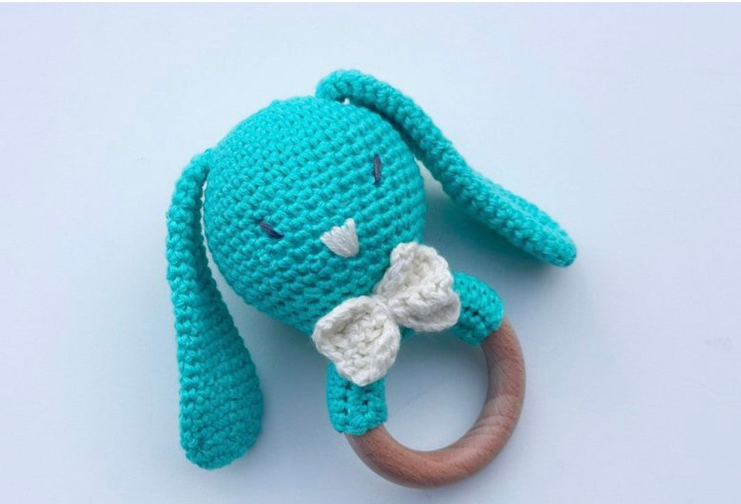 DLux Baby Floppy Bunny Crochet Rattle