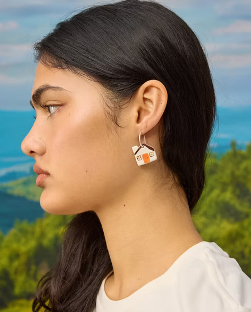 Togetherness Ceramic Mini Hoops - House