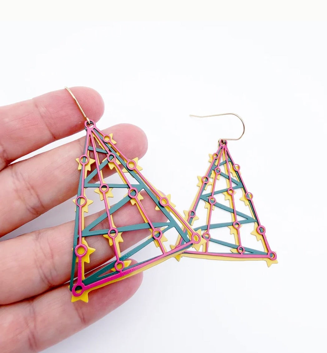 Denz earrings - Coloured Christmas Tree Dangle