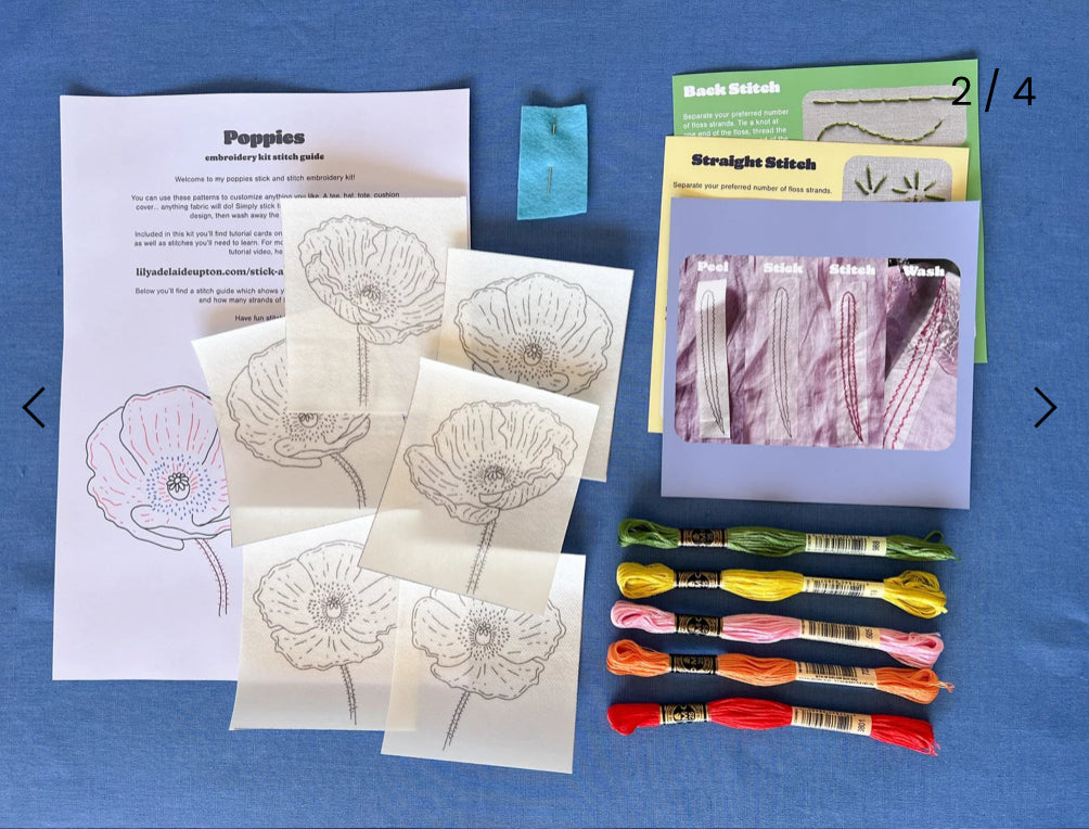 Lily Upton Poppies Stick and Stitch Kit