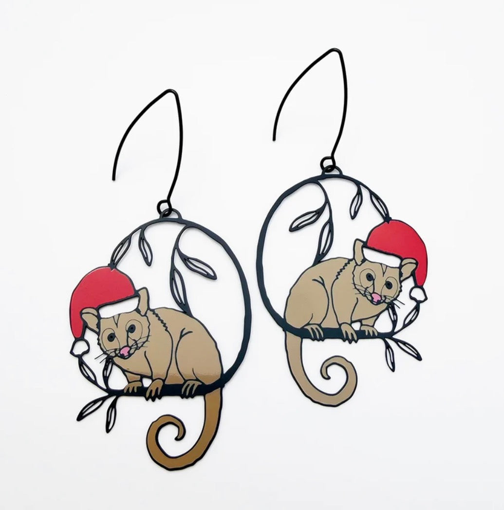 Denz earrings - Christmas Possum