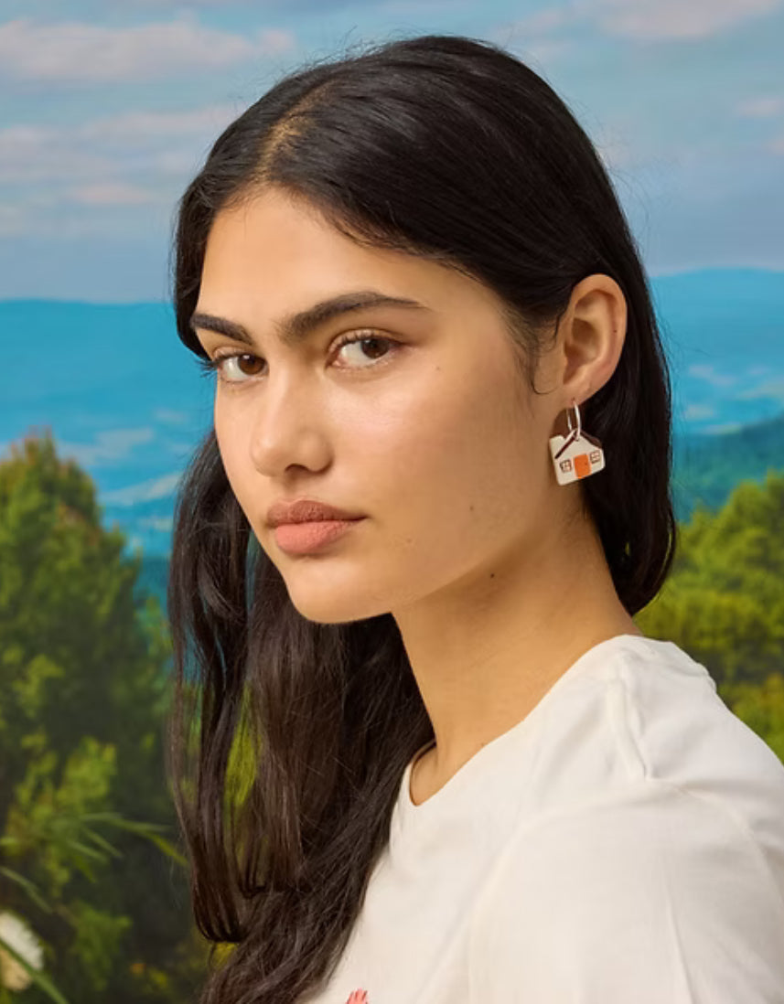 Togetherness Ceramic Mini Hoops - House