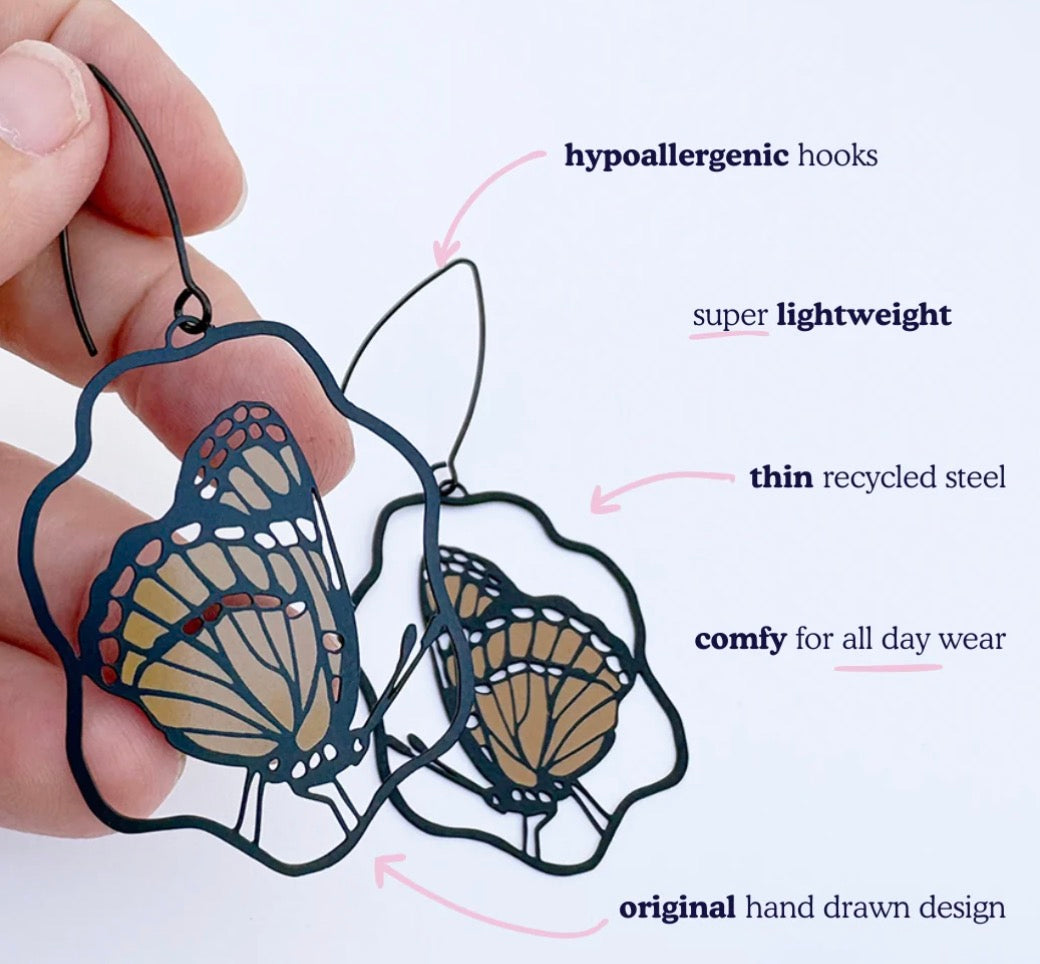 Denz earrings - Monarch Butterfly
