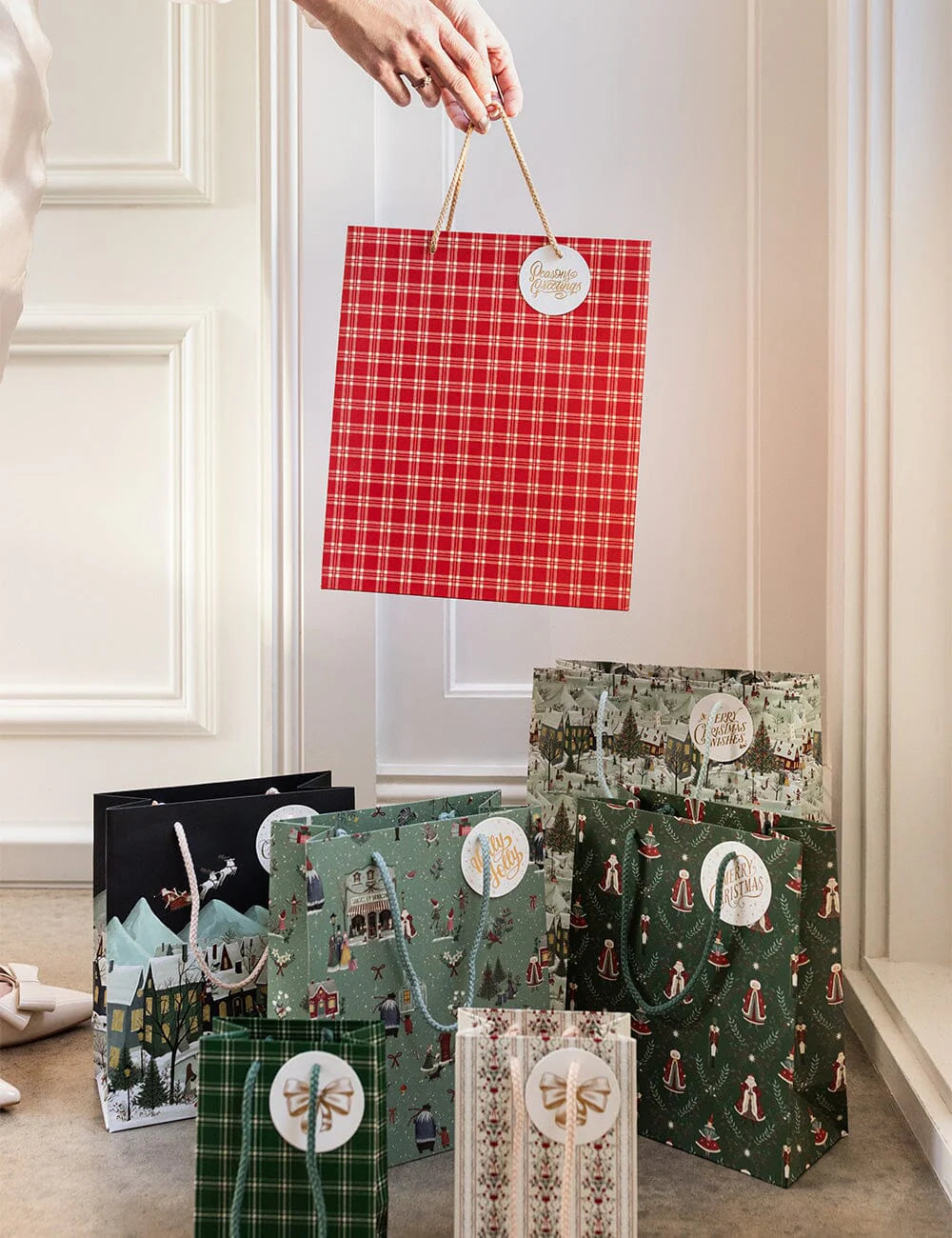 Bespoke Large Gift Bag - Christmas Red Check