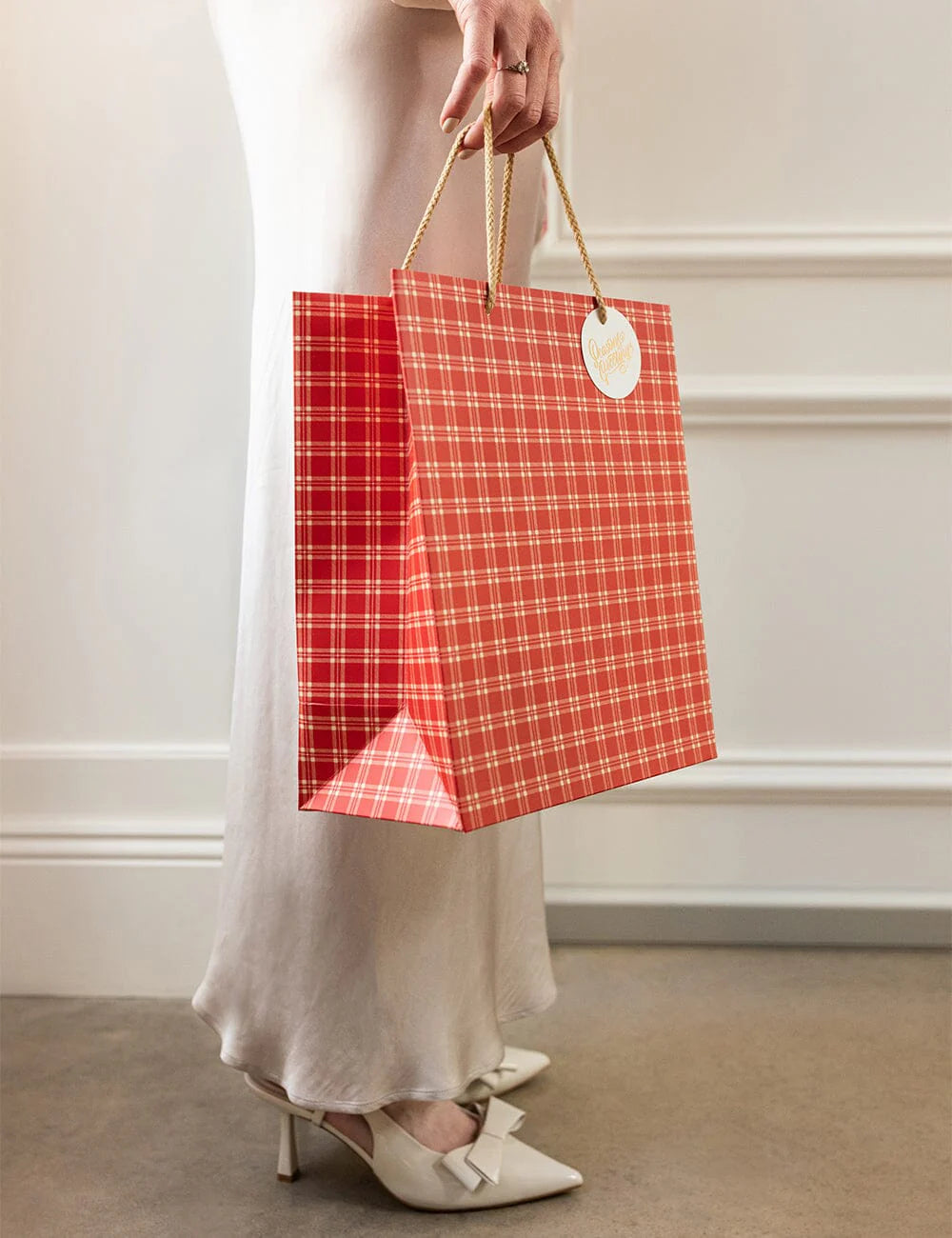 Bespoke Large Gift Bag - Christmas Red Check