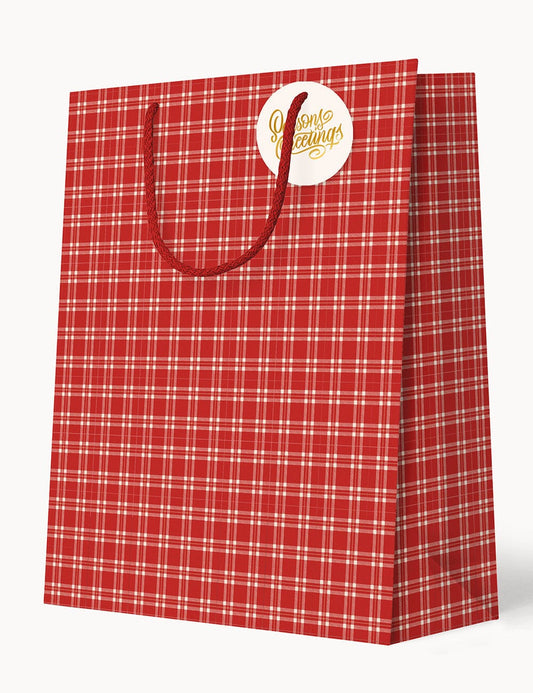 Bespoke Large Gift Bag - Christmas Red Check
