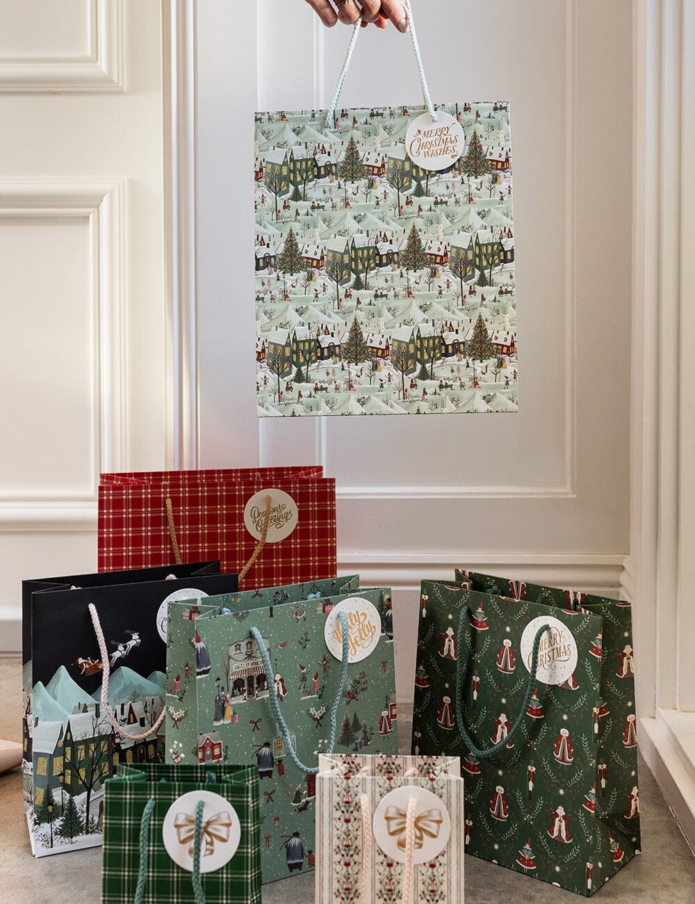 Bespoke Large Gift Bag - The Snowy Village