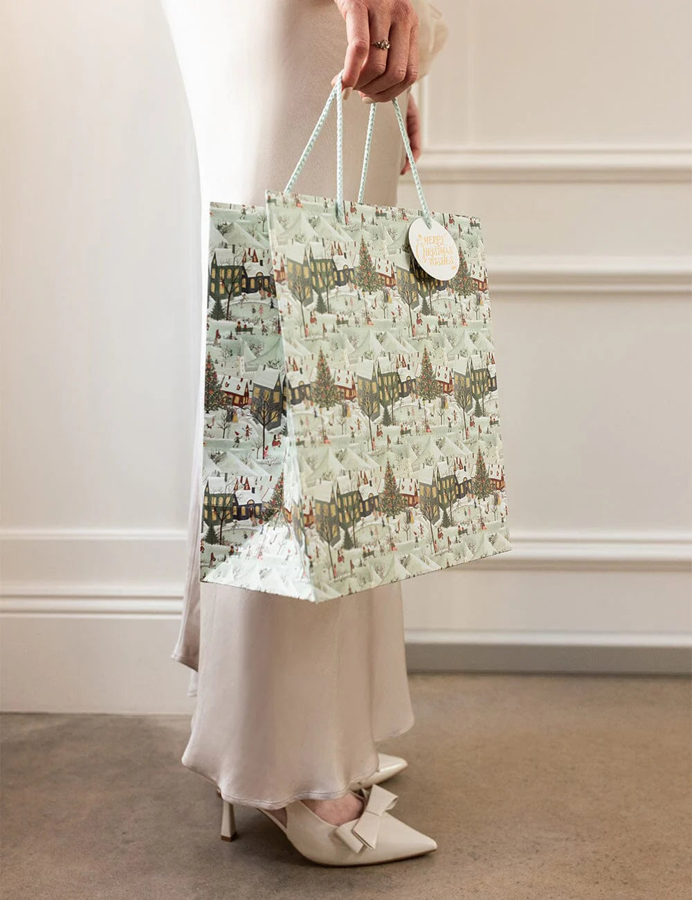 Bespoke Large Gift Bag - The Snowy Village