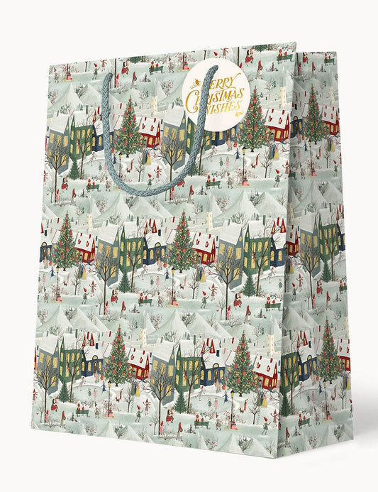 Bespoke Large Gift Bag - The Snowy Village