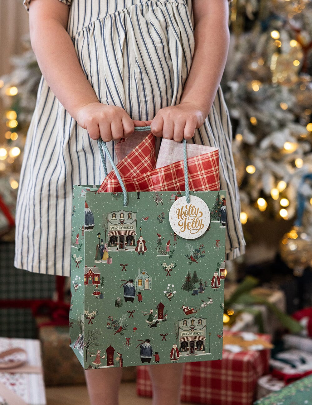 Bespoke Medium Gift Bag - Santa's Toy Workshop