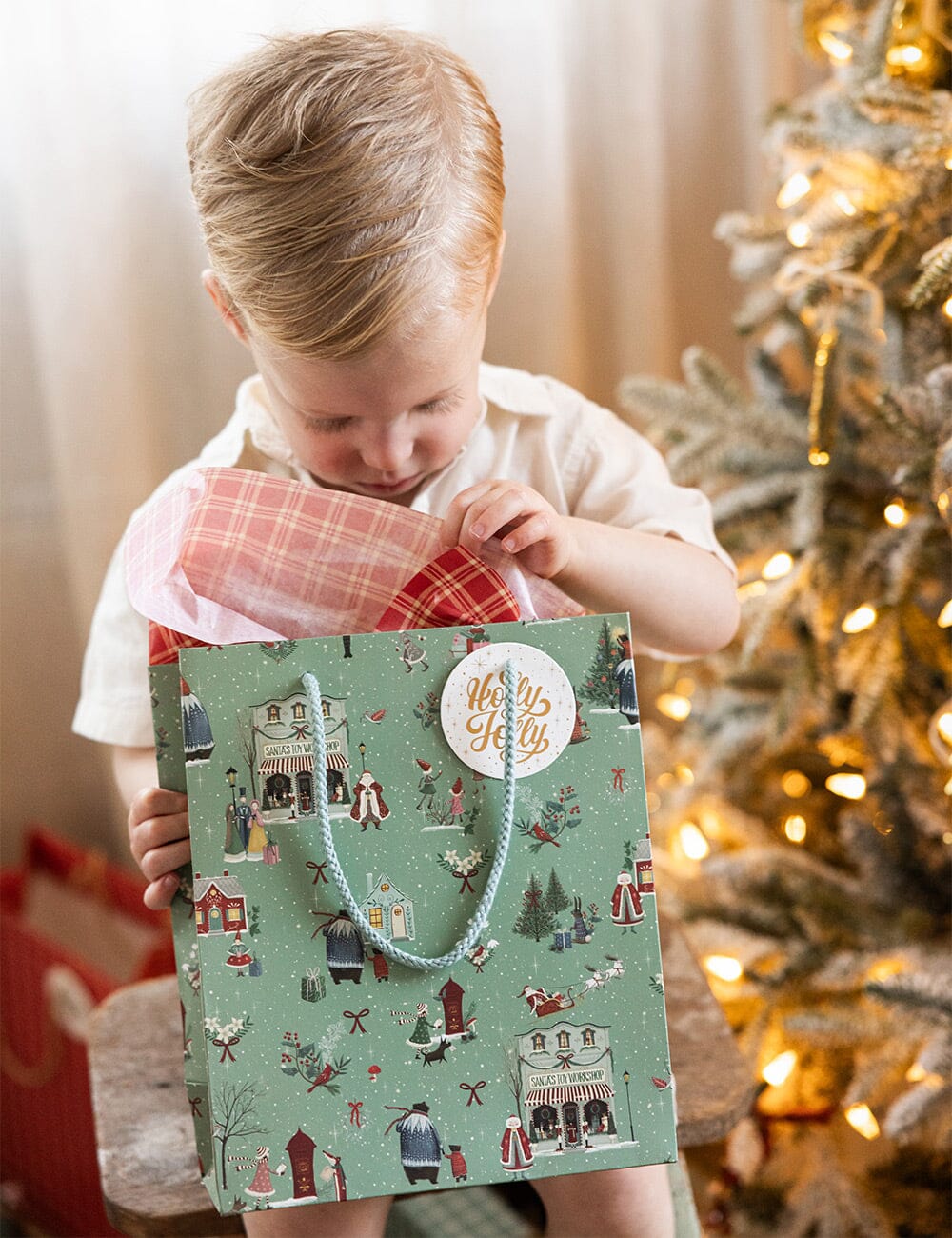 Bespoke Medium Gift Bag - Santa's Toy Workshop