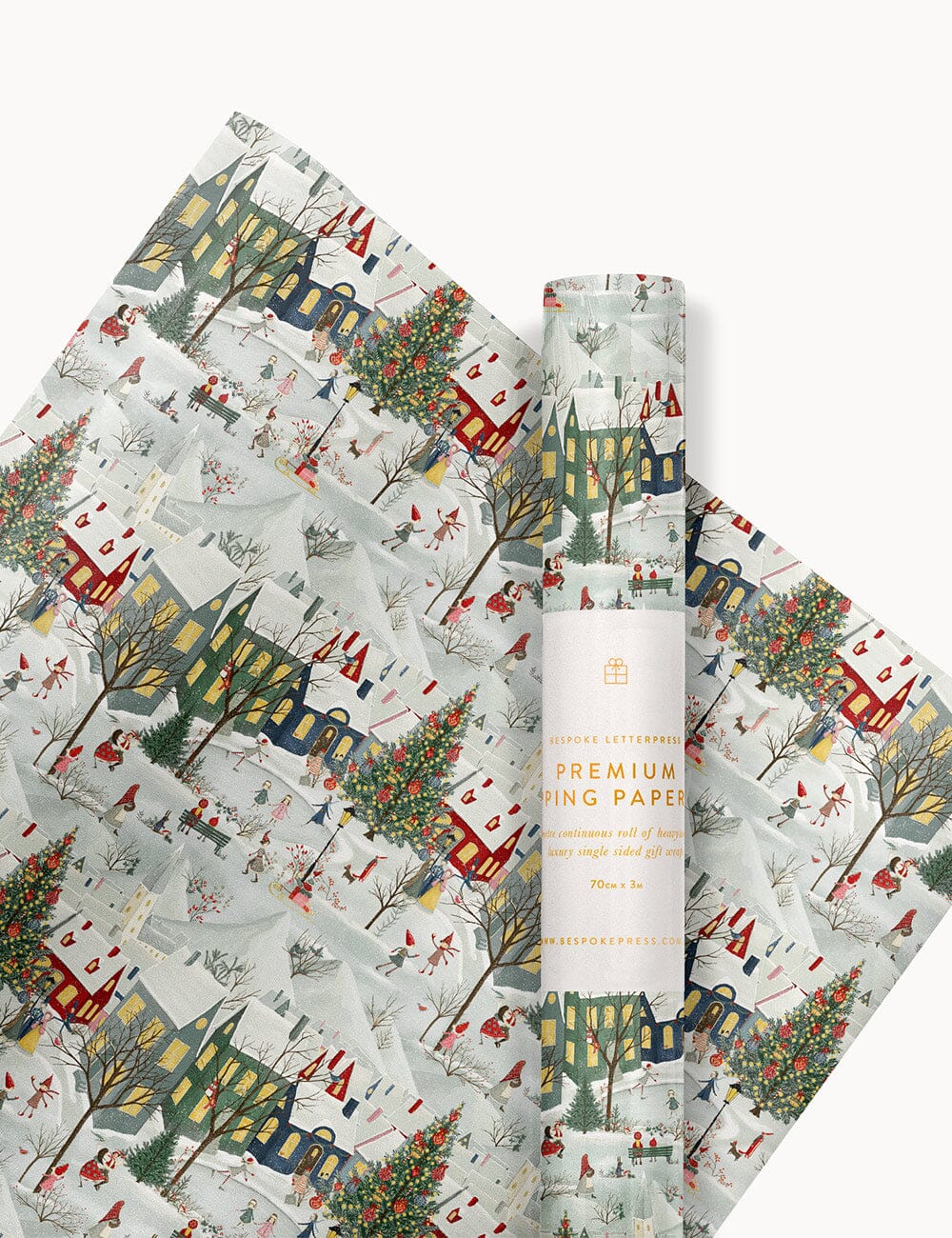 Bespoke Christmas Village Gift Wrap 3m Roll