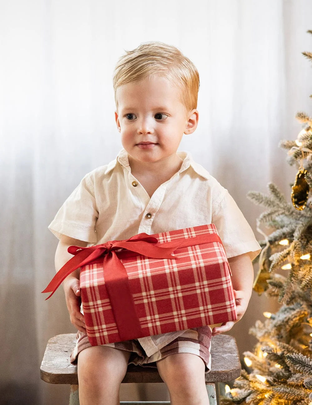Red Check Plaid Gift Wrap 3m Roll