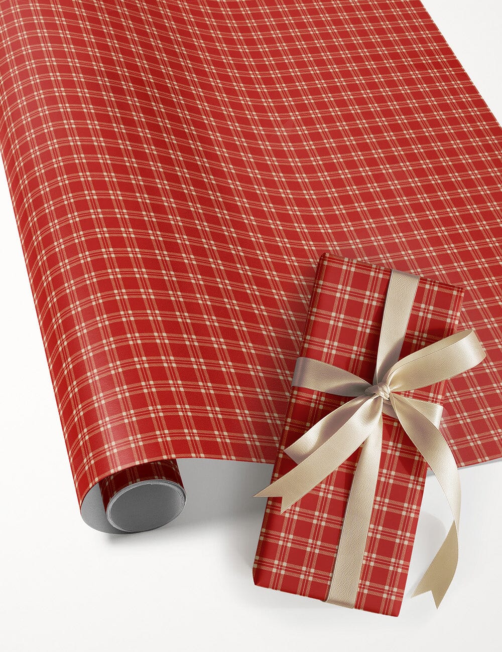 Red Check Plaid Gift Wrap 3m Roll